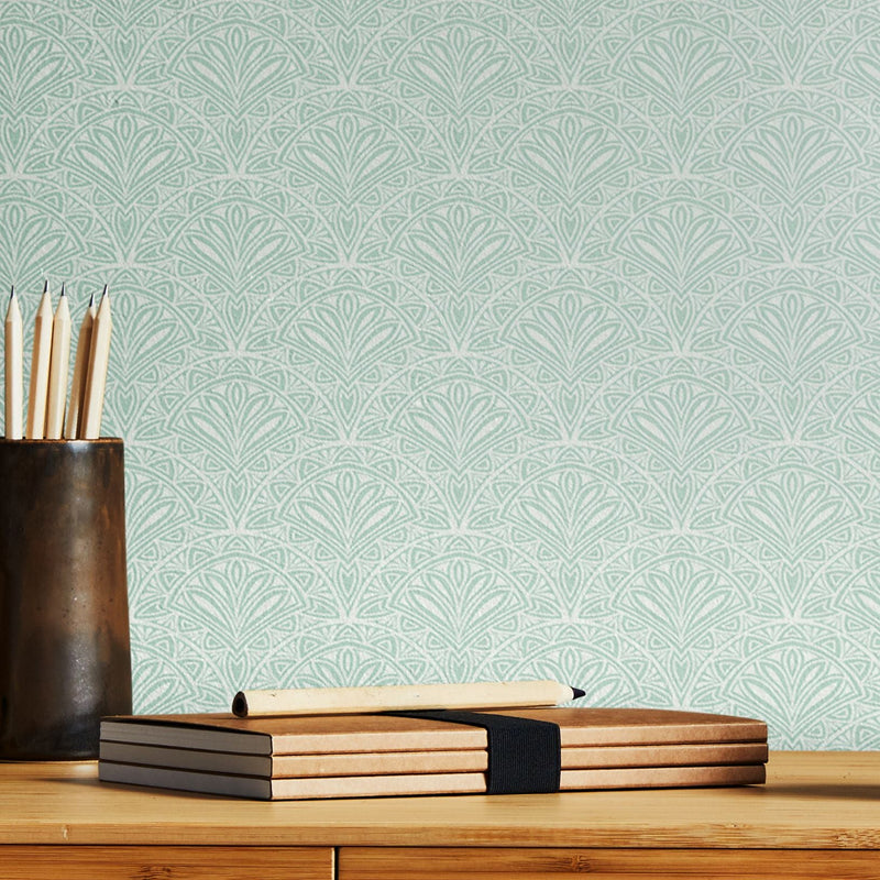 HWA1268W Ditsy Deco Fan Sky Wallpaper by Hoopla Walls