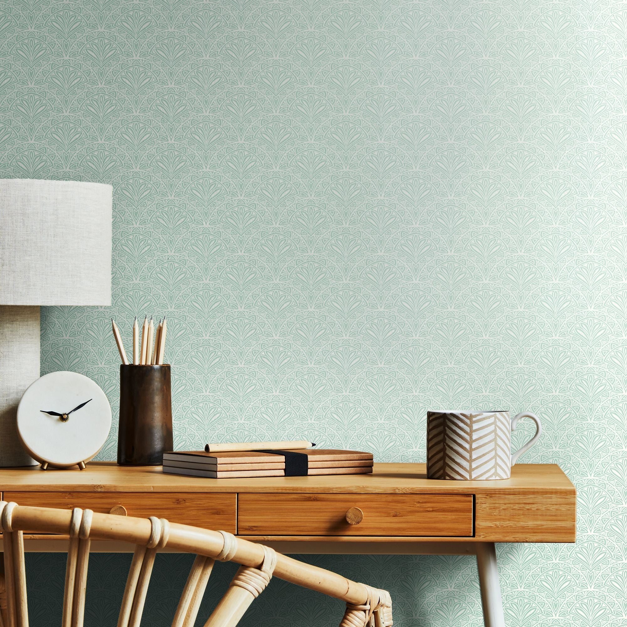 HWA1268W Ditsy Deco Fan Sky Wallpaper by Hoopla Walls