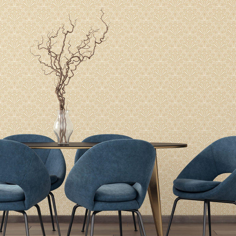HWA1023W Deco Fan Gold Wallpaper by Hoopla Walls