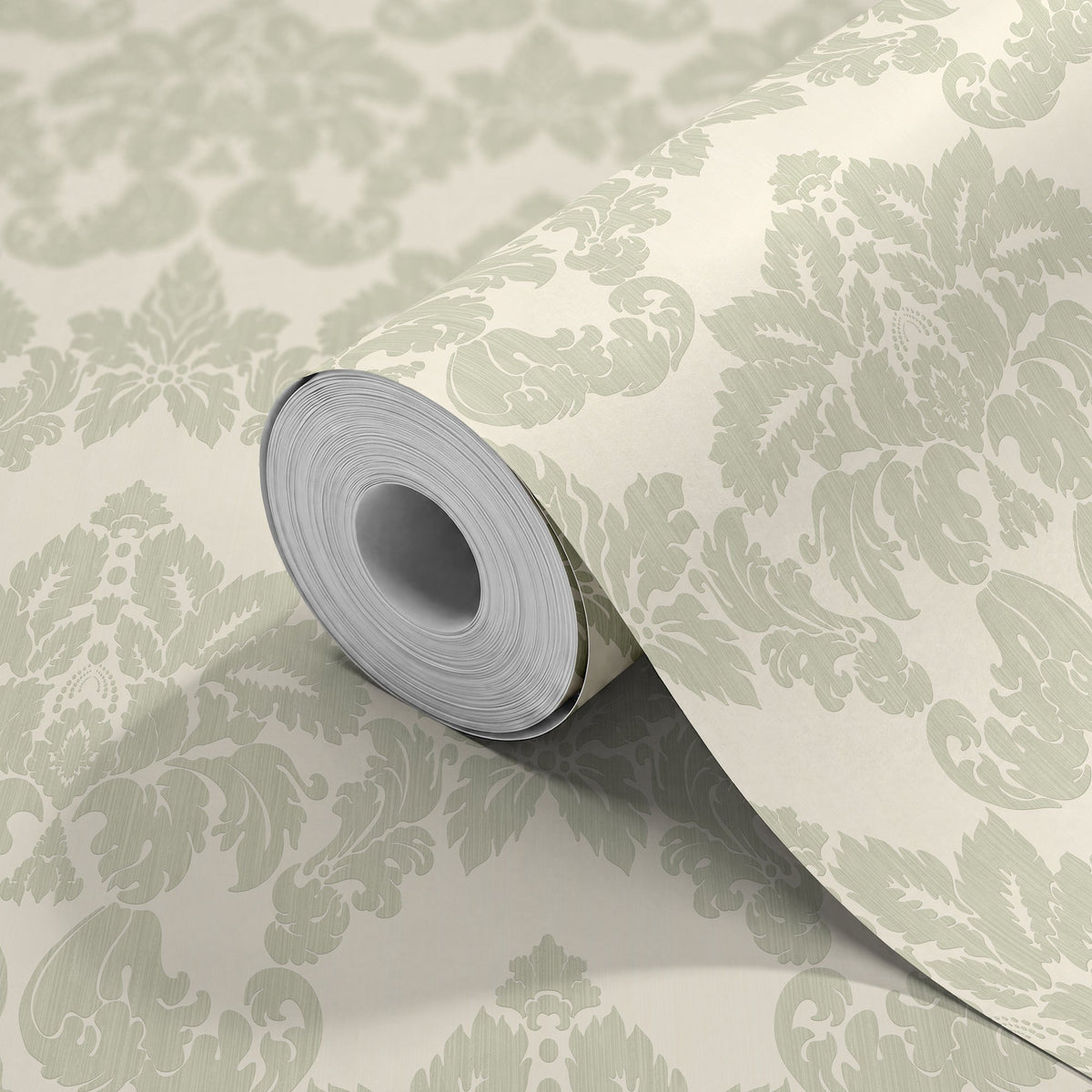 HWA1554W Windsor Damask Soft Sage New Heritage Wallpaper by Hoopla Walls