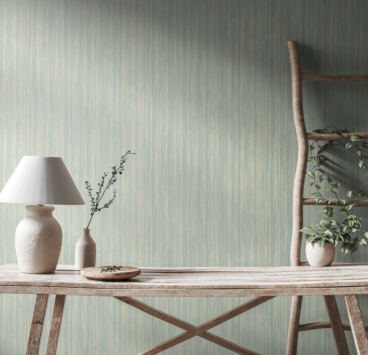 HWA1556W Stria Soft Blue New Heritage Wallpaper by Hoopla Walls