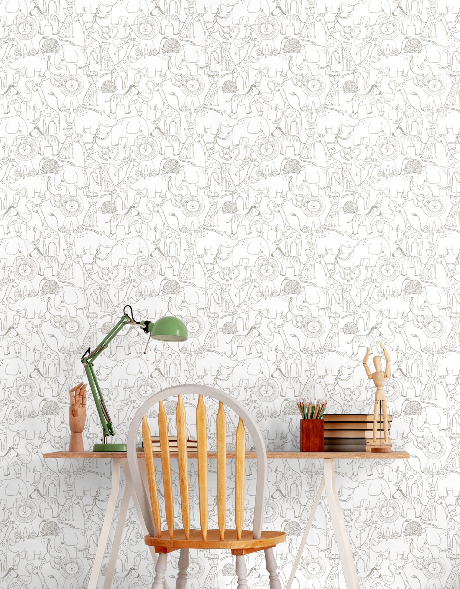 HWA1276W Animal Doodle Smoke Wallpaper by Hoopla Walls