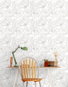 HWA1276W Animal Doodle Smoke Wallpaper by Hoopla Walls