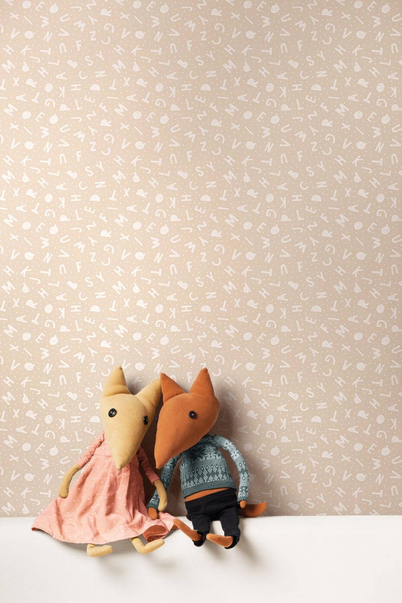 HWA1279W Alphabet Jumble Linen Wallpaper by Hoopla Walls