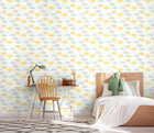 HWA1281W Fluffy Clouds Lemon Fizz Wallpaper by Hoopla Walls