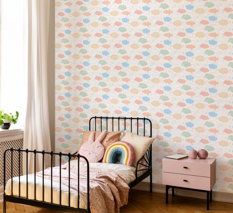 HWA1282W Fluffy Clouds Pastel Riot Wallpaper by Hoopla Walls