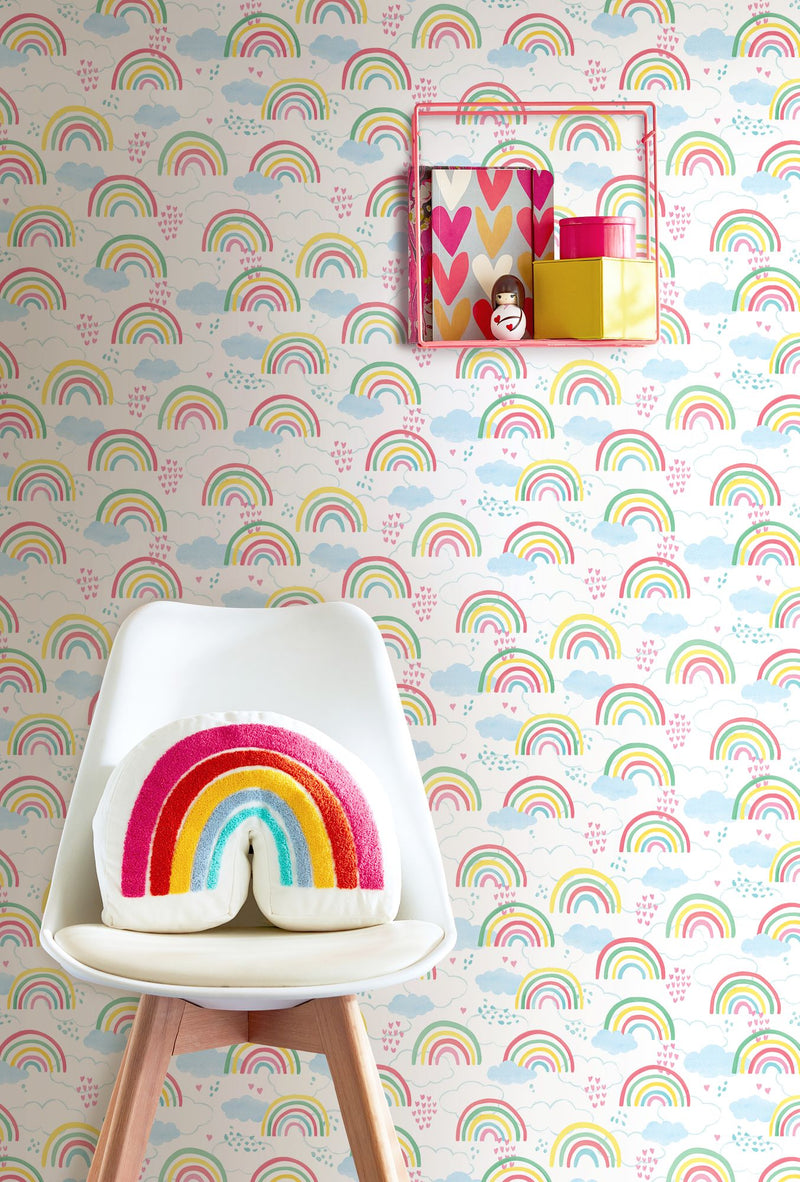 HWA1283W Rainbow Love Fruit Salad Wallpaper by Hoopla Walls