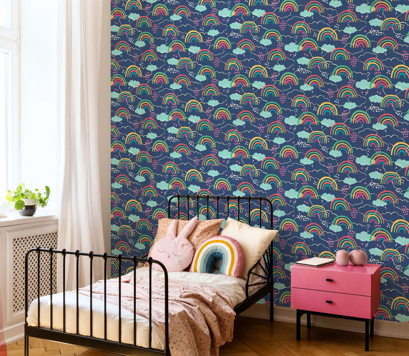 HWA1284W Rainbow Love Inky Mix Wallpaper by Hoopla Walls
