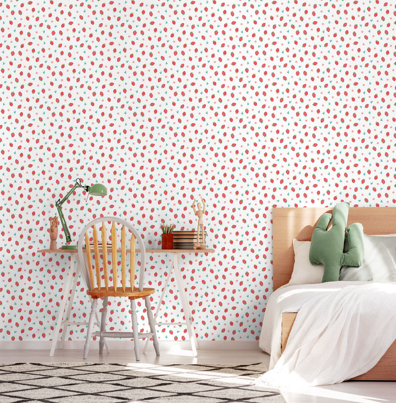 HWA1285W Strawberry Sprinkles Scarlet Wallpaper by Hoopla Walls