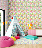 HWA1287W Folk Floral Tutti Frutti Wallpaper by Hoopla Walls