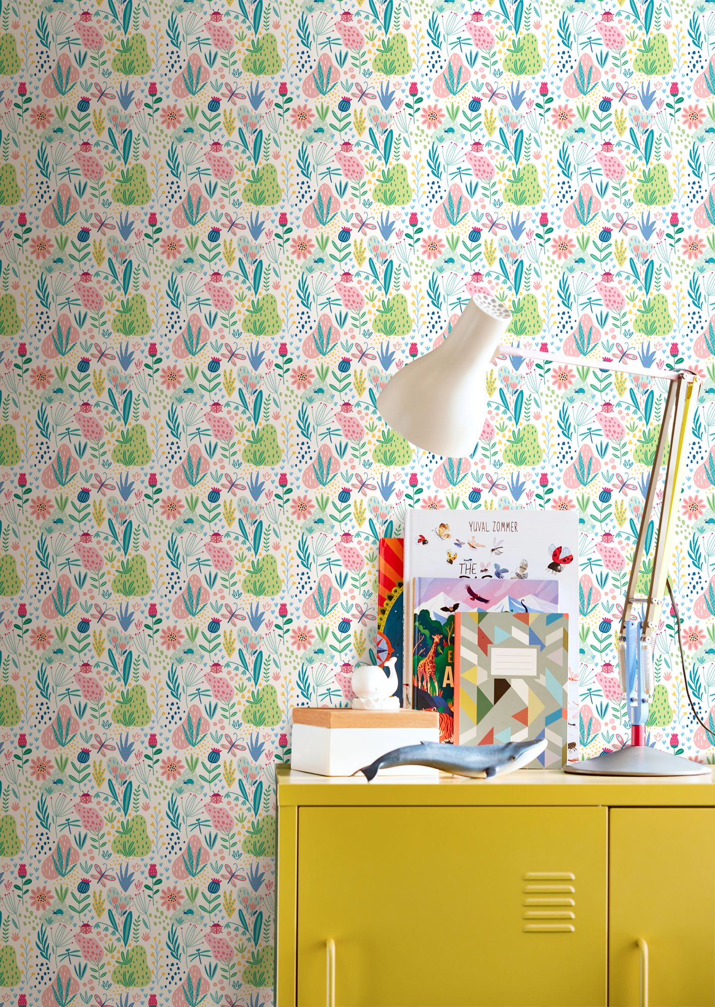 HWA1290W Bug Garden Sky Mix Wallpaper by Hoopla Walls