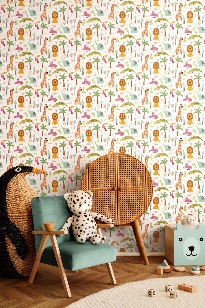 HWA1292W Safari Boogie Fruit Salad Wallpaper by Hoopla Walls