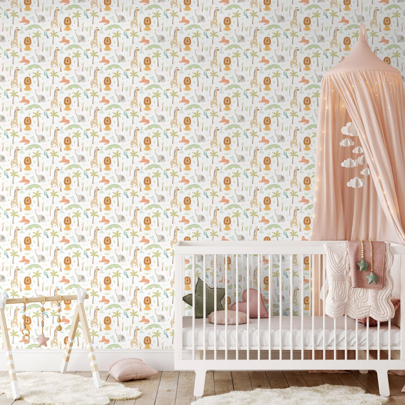 HWA1293W Safari Boogie Honey Mallow Wallpaper by Hoopla Walls