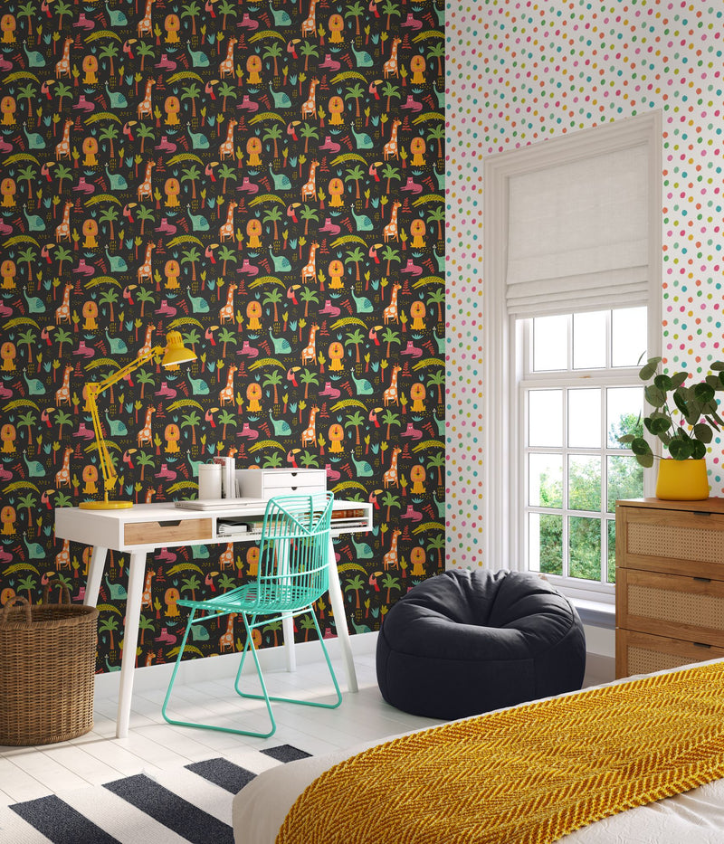 HWA1294W Safari Boogie Rouge Twist Wallpaper by Hoopla Walls