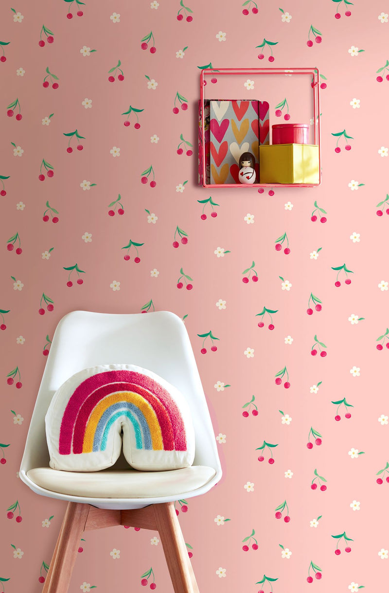 HWA1296W Cheery Cherries Watermelon Wallpaper by Hoopla Walls