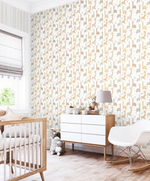 HWA1299W Giraffe Friends Marshmallow Wallpaper by Hoopla Walls