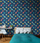 HWA1305W Lift Off! Ink & Scarlet Wallpaper by Hoopla Walls
