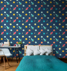 HWA1305W Lift Off! Ink & Scarlet Wallpaper by Hoopla Walls