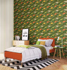 HWA1309W Jurassic Party Olive Jungle Wallpaper by Hoopla Walls