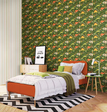 HWA1309W Jurassic Party Olive Jungle Wallpaper by Hoopla Walls