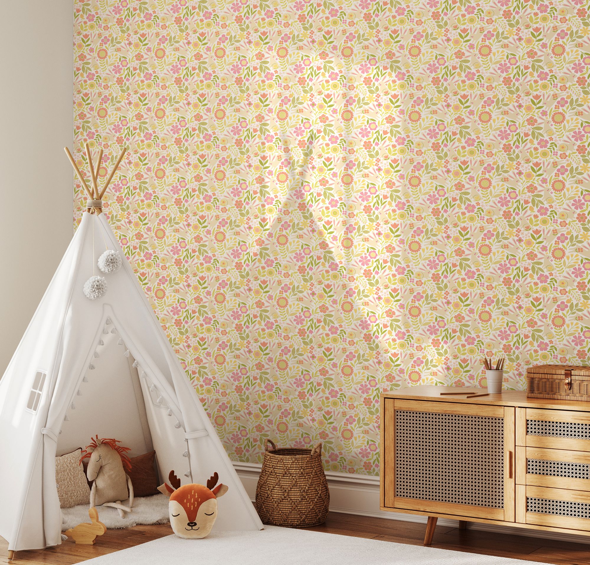 HWA1314W Bouncing Bunnies Dolly Mixtures Wallpaper by Hoopla Walls