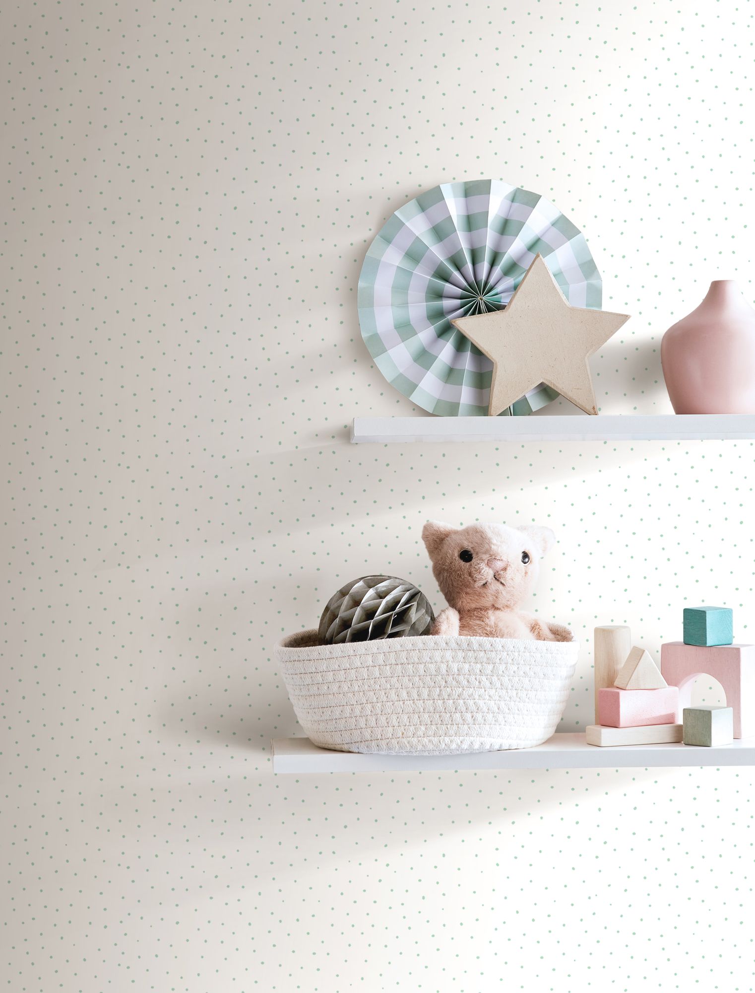 HWA1320W Mini Dots Seafoam Wallpaper by Hoopla Walls