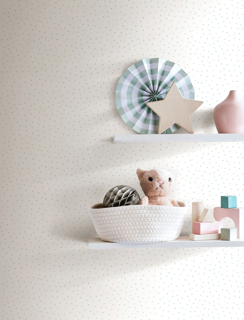 HWA1320W Mini Dots Seafoam Wallpaper by Hoopla Walls