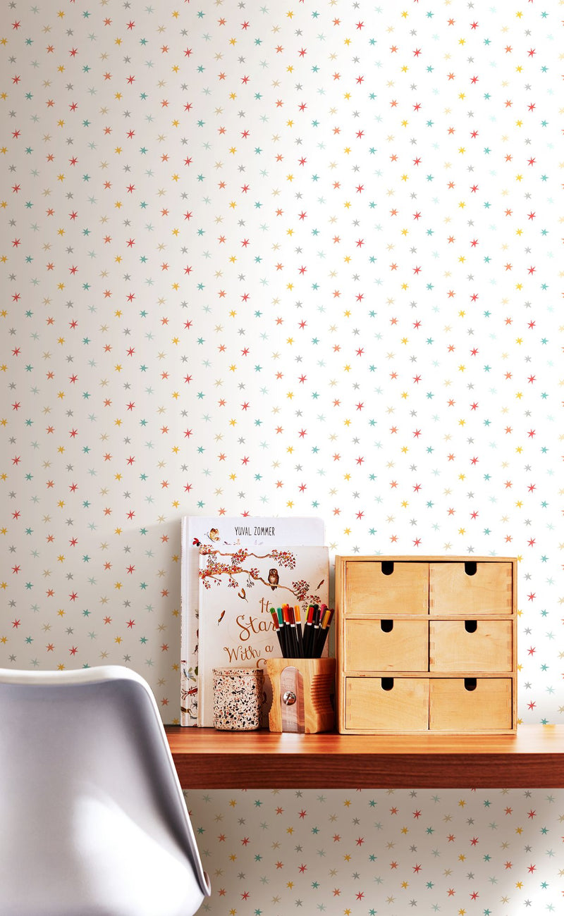 HWA1321W Twinkle Stars Ginger & Denim Wallpaper by Hoopla Walls