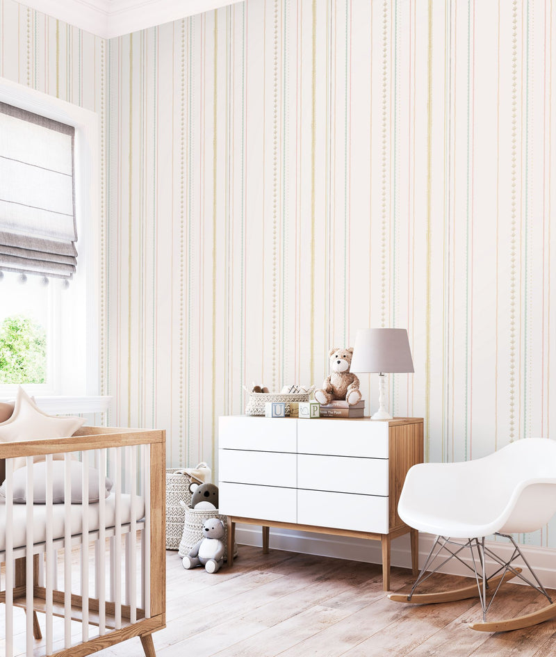 HWA1322W Stripey Dolly Mixtures Wallpaper by Hoopla Walls
