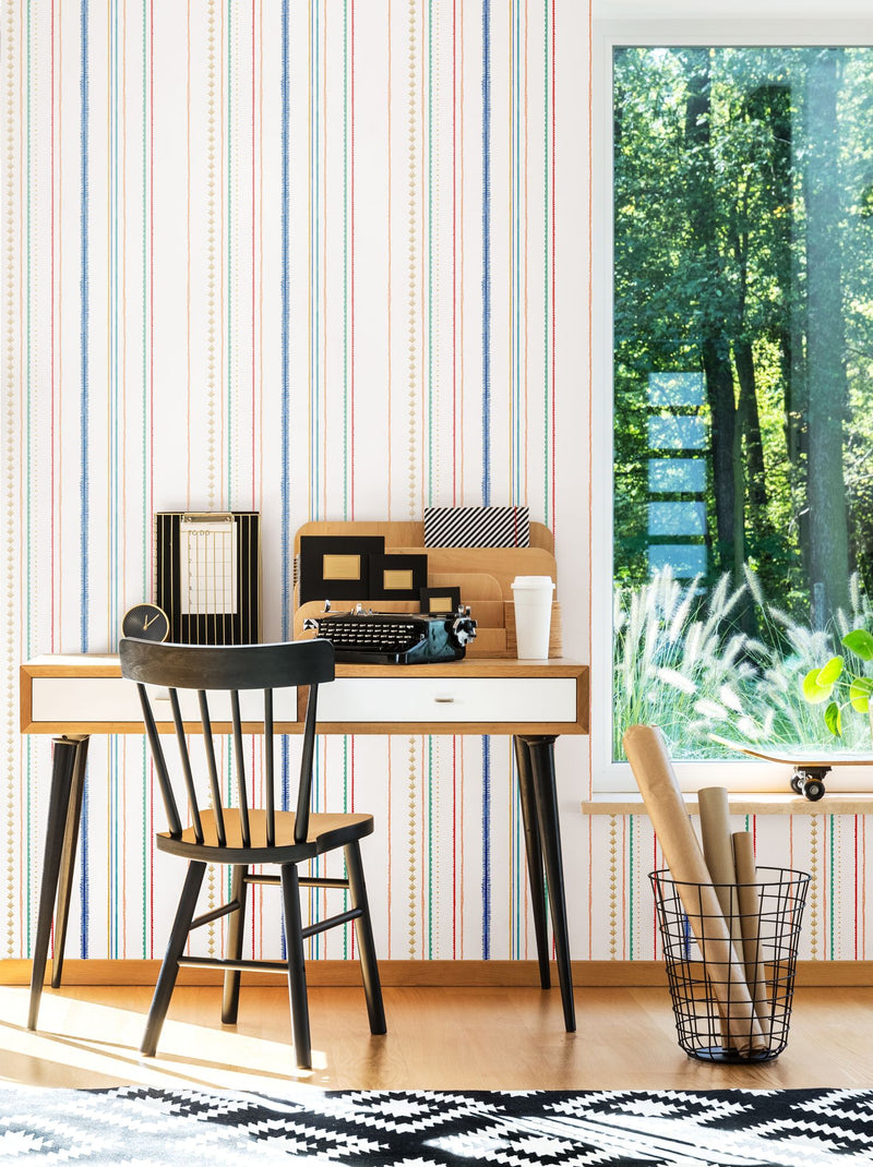 HWA1323W Stripey Royal Mix Wallpaper by Hoopla Walls