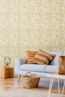 HWA1087W Rosehip Trail Soft Amber Wallpaper by Hoopla Walls