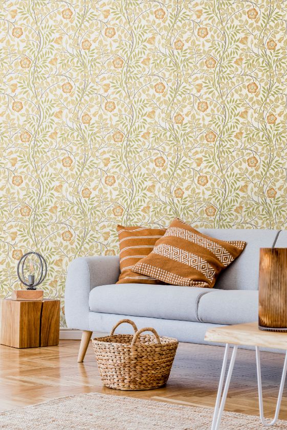 HWA1087W Rosehip Trail Soft Amber Wallpaper by Hoopla Walls