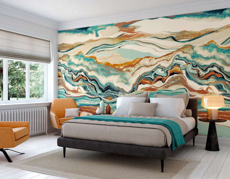 ICN50106M Metamorph Paprika & Teal Mural by Ohpopsi