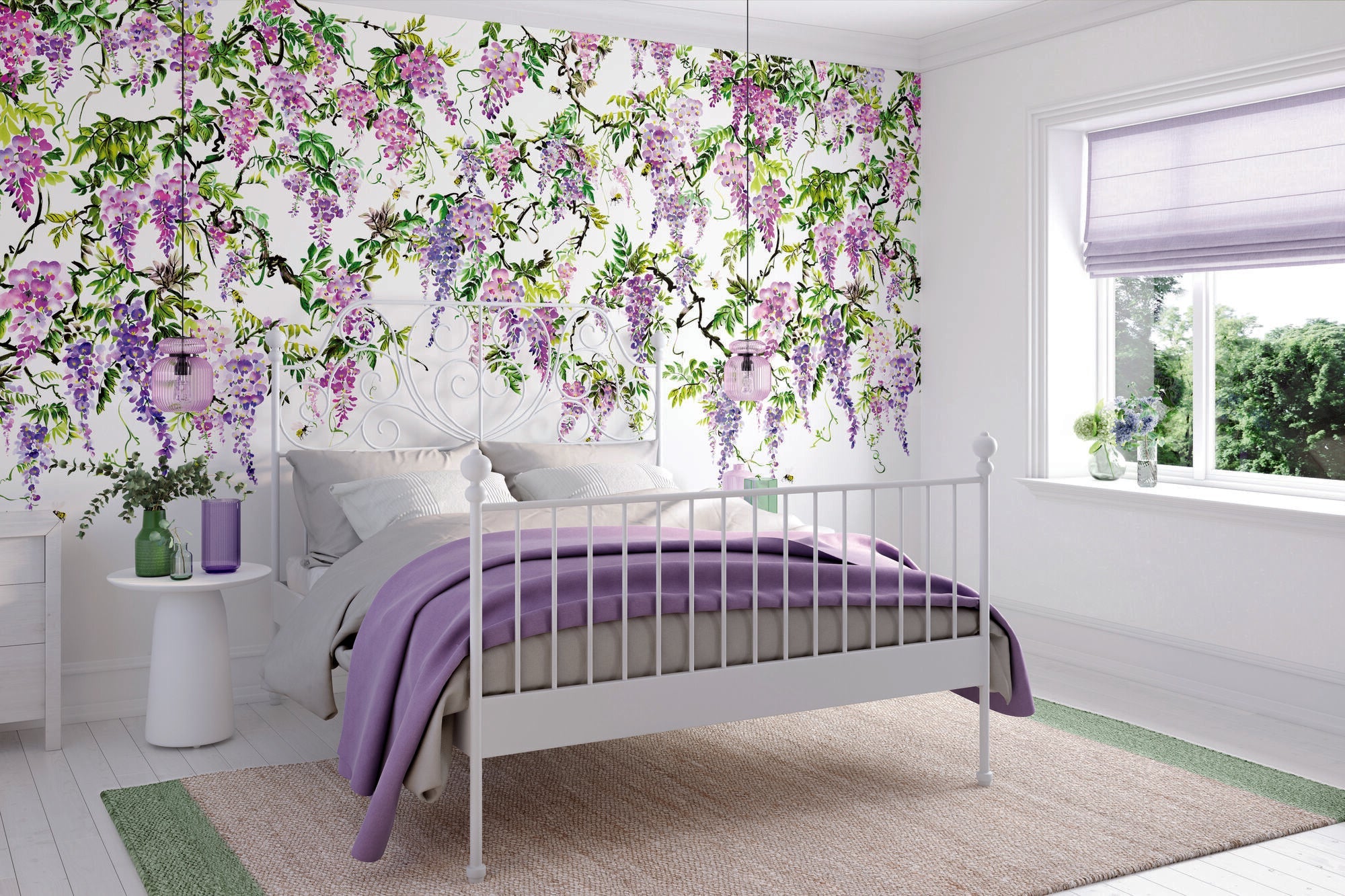 ICN50110M Trailing Wisteria Amethyst Mural by Ohpopsi