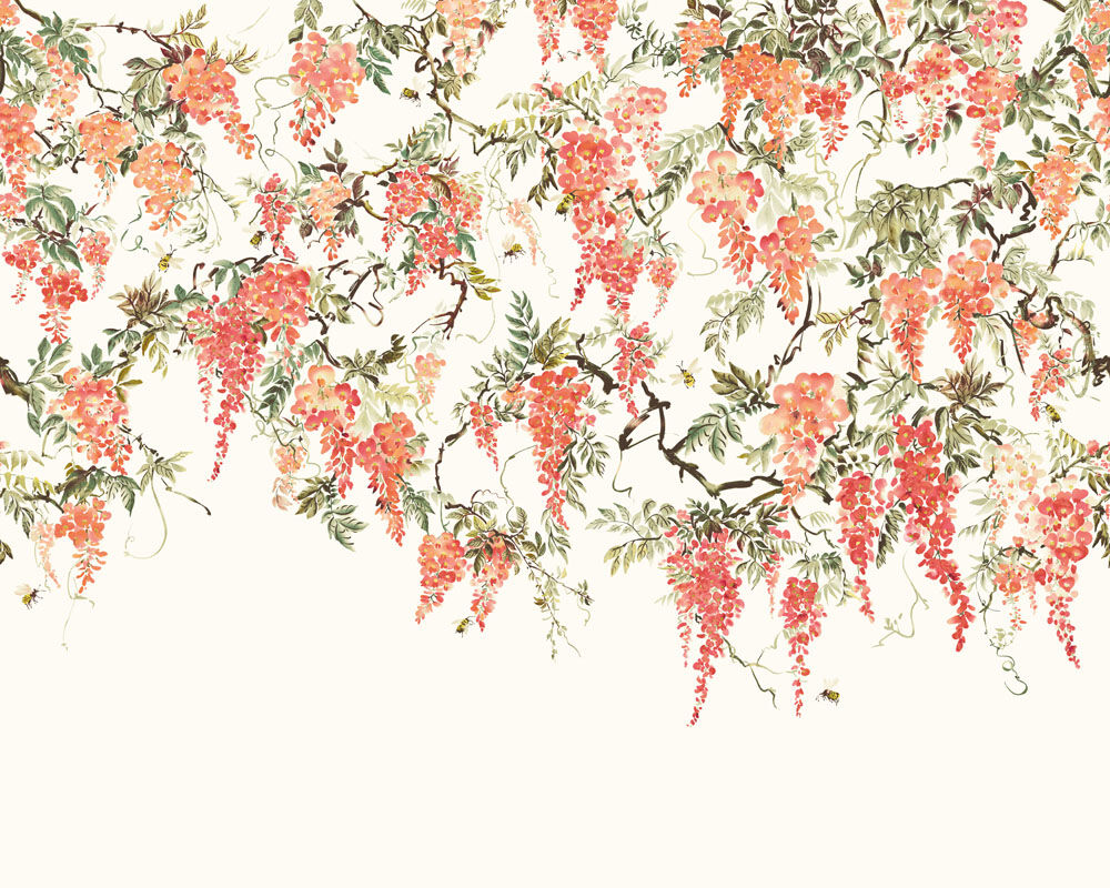 ICN50112M Trailing Wisteria Peach Mural by Ohpopsi