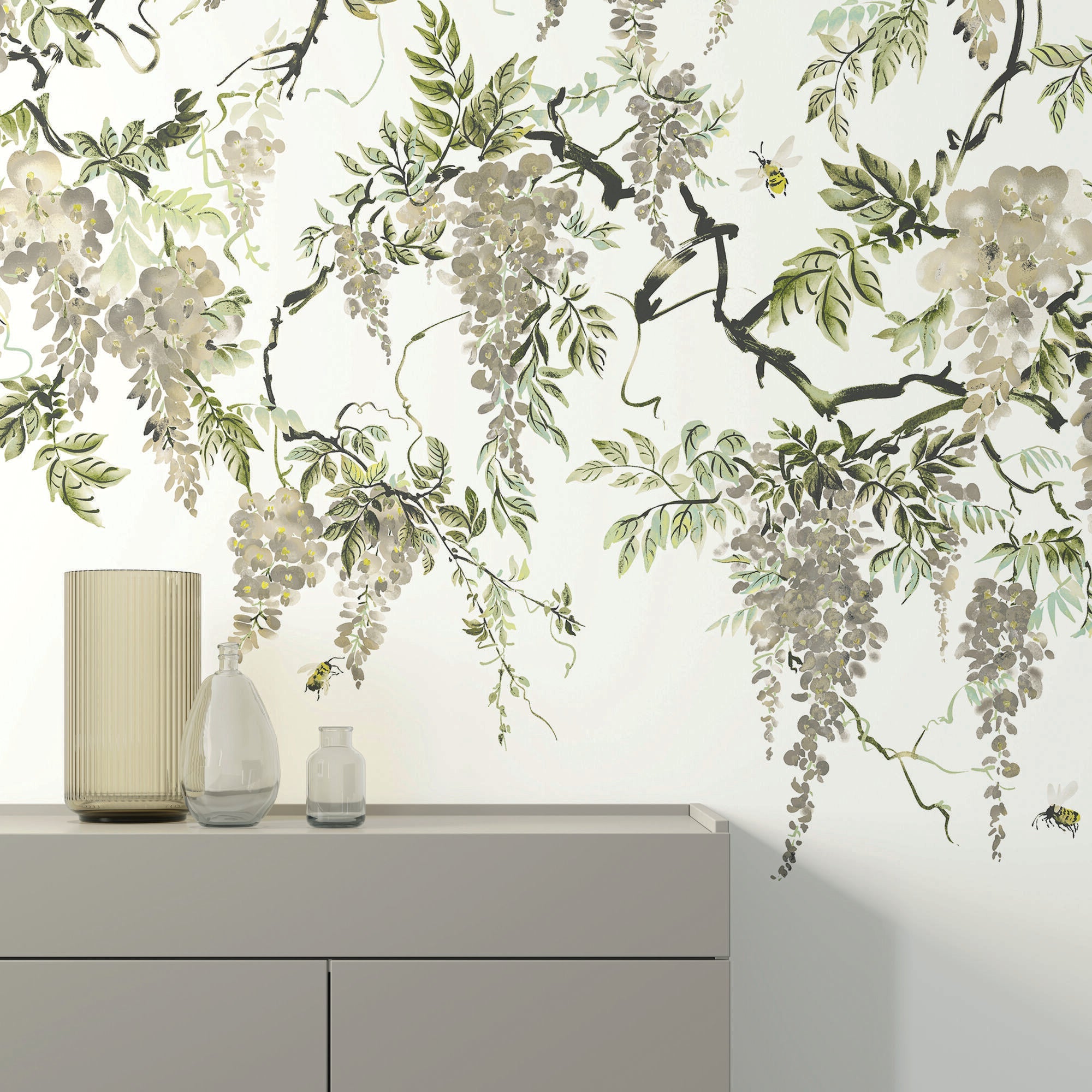 ICN50113M Trailing Wisteria Linen Mural by Ohpopsi