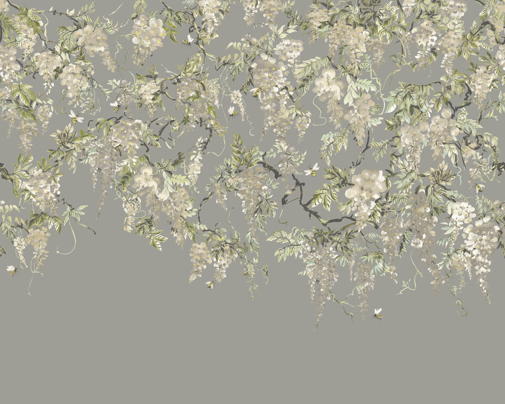 ICN50114M Trailing Wisteria Linen & Stone Mural by Ohpopsi