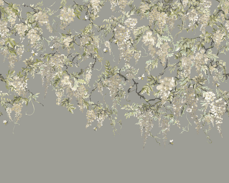 ICN50114M Trailing Wisteria Linen & Stone Mural by Ohpopsi