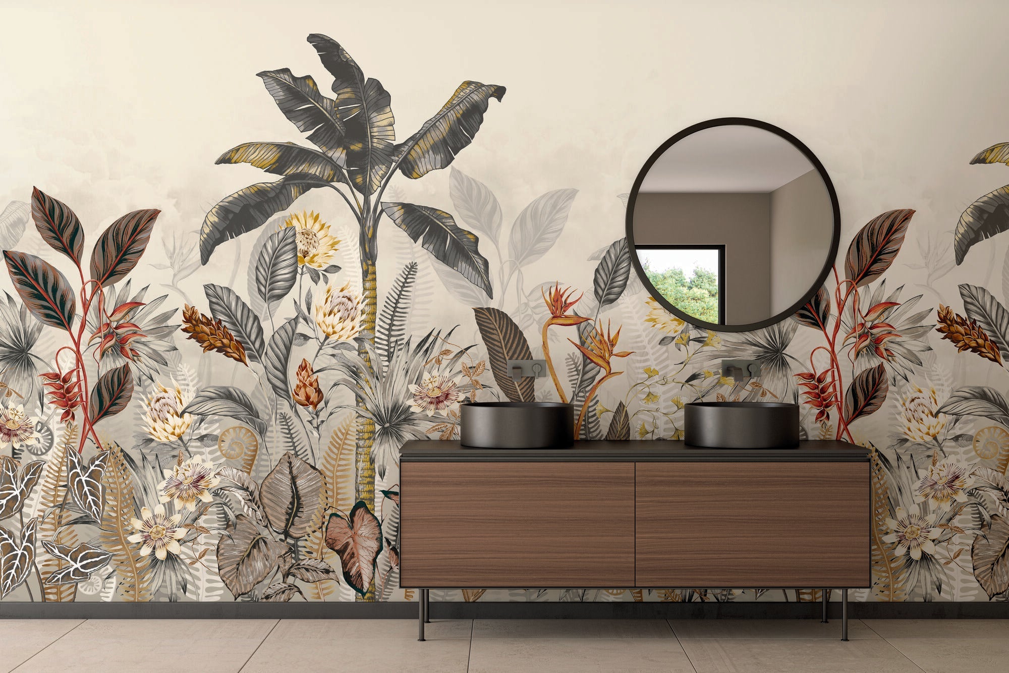 ICN50116M Jangala Fossil & Ginger Mural by Ohpopsi