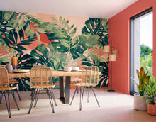 ICN50119M Textured Palm Olive & Rust Mural by Ohpopsi