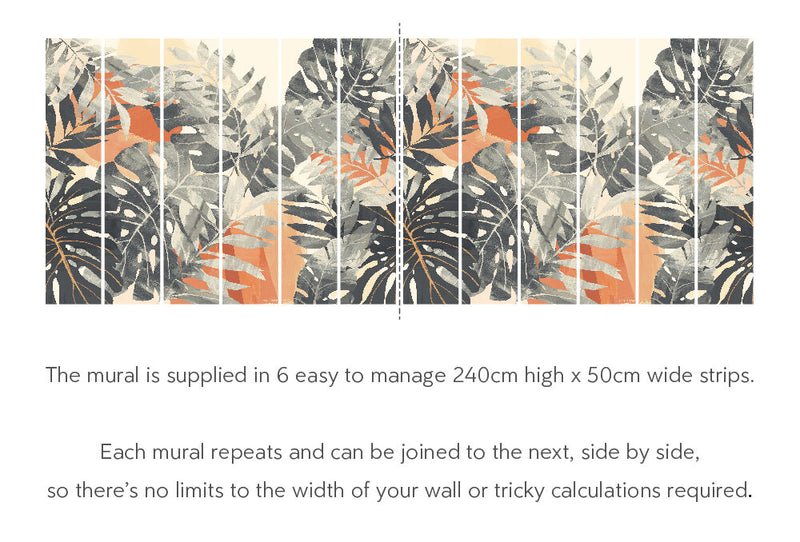 ICN50120M Textured Palm Stone & Apricot Mural by Ohpopsi
