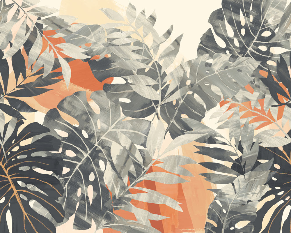 ICN50120M Textured Palm Stone & Apricot Mural by Ohpopsi