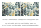 ICN50121M Textured Palm Petrol & Straw Mural by Ohpopsi