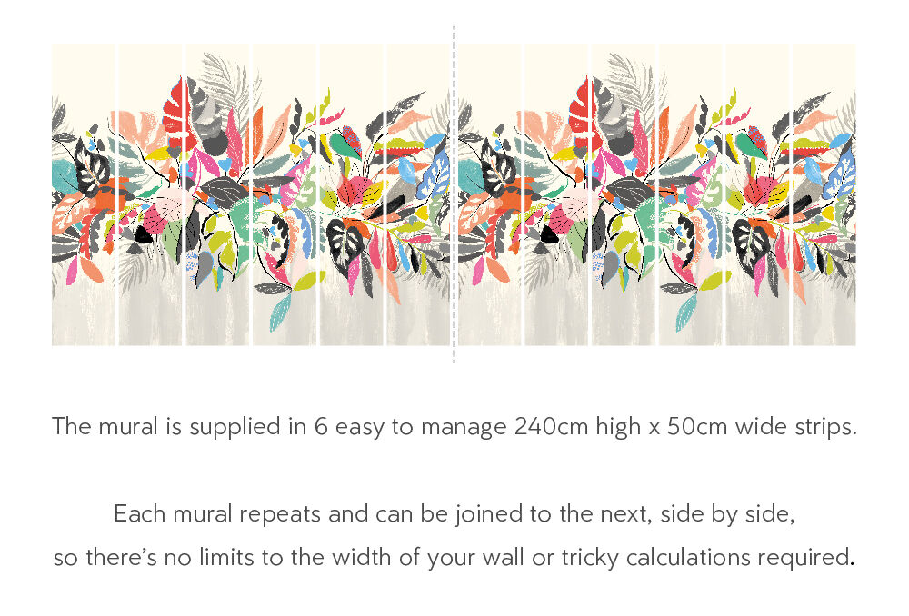 ICN50122M Abstract Tropic Noir Pop Mural by Ohpopsi