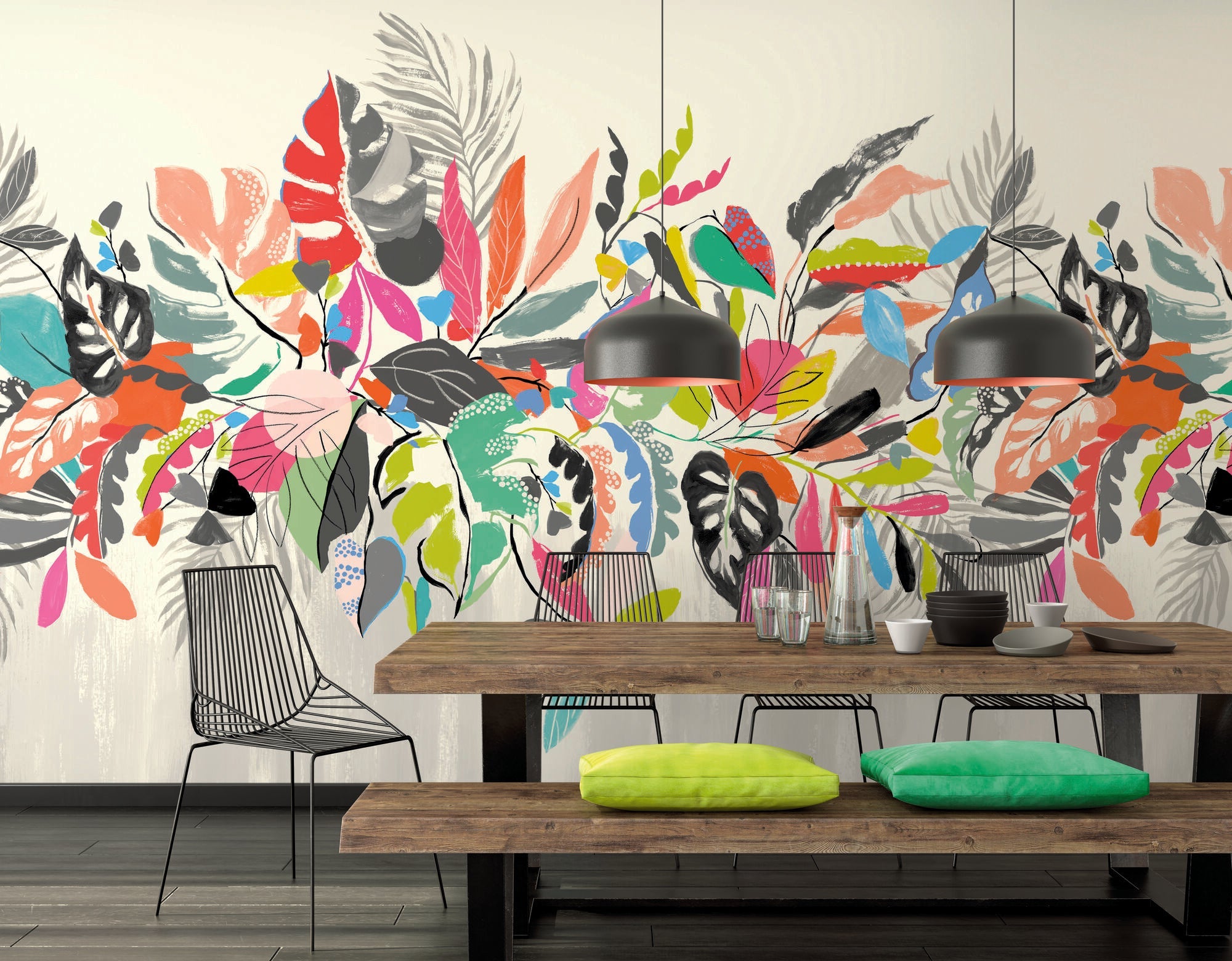 ICN50123M Abstract Tropic Warm Spice Mural by Ohpopsi