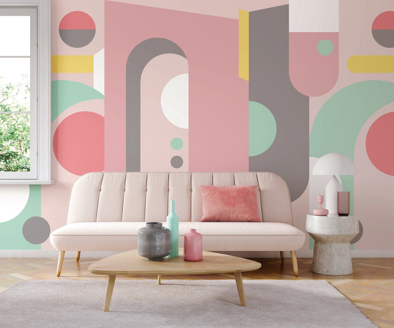 ICN50131M Monster Arch Flamingo & Mint Mural by Ohpopsi