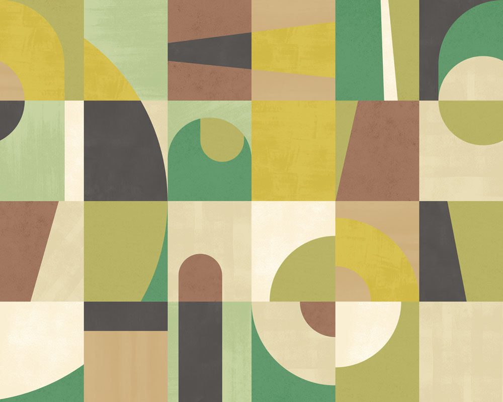 ICN50137M Blocky Earth & Mustard Mural by Ohpopsi