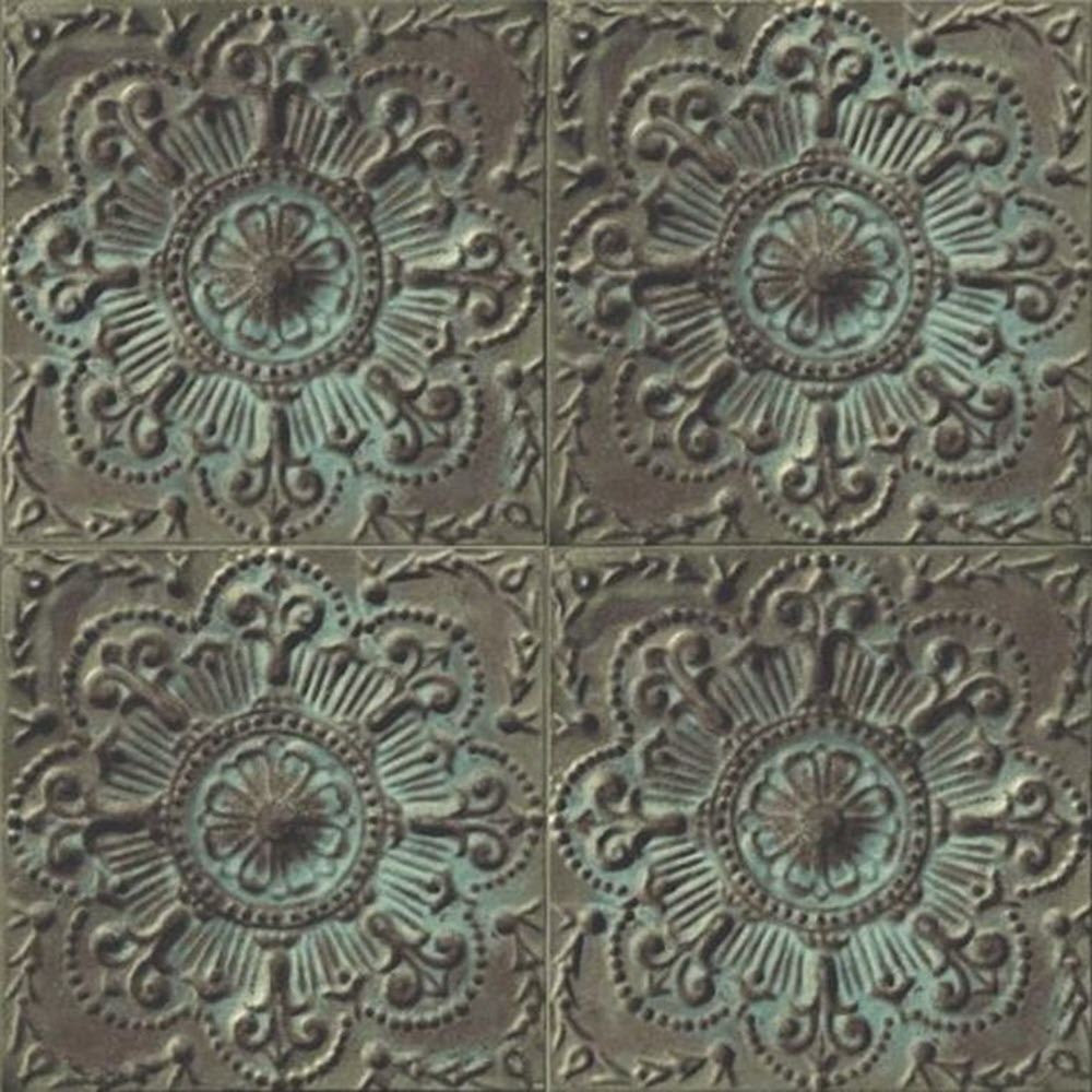 IR52004 Embossed Iron Tile Structure Wallpaper by Today Interiors