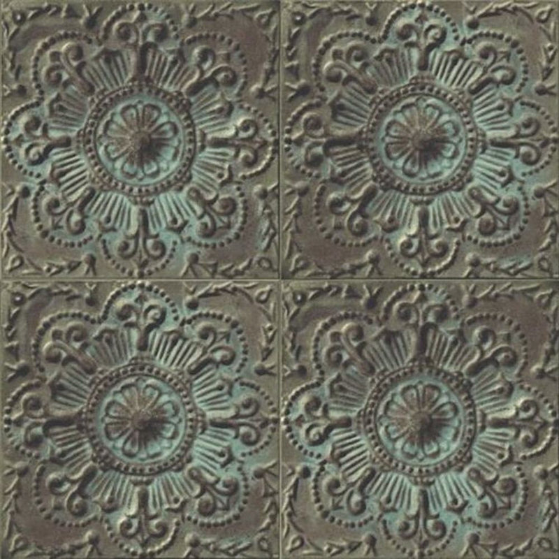 IR52004 Embossed Iron Tile Structure Wallpaper by Today Interiors