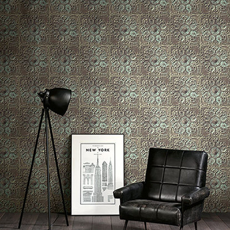 IR52004 Embossed Iron Tile Structure Wallpaper by Today Interiors